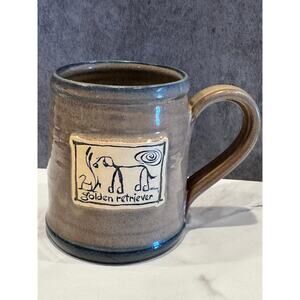 Deneen Pottery Labrador Retriever Mug: Hand Thrown Brown Glaze